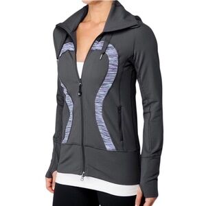 Lululemon Athletica Stride Gray Purple Space Dye Zip Front Hood Athletic Jacket